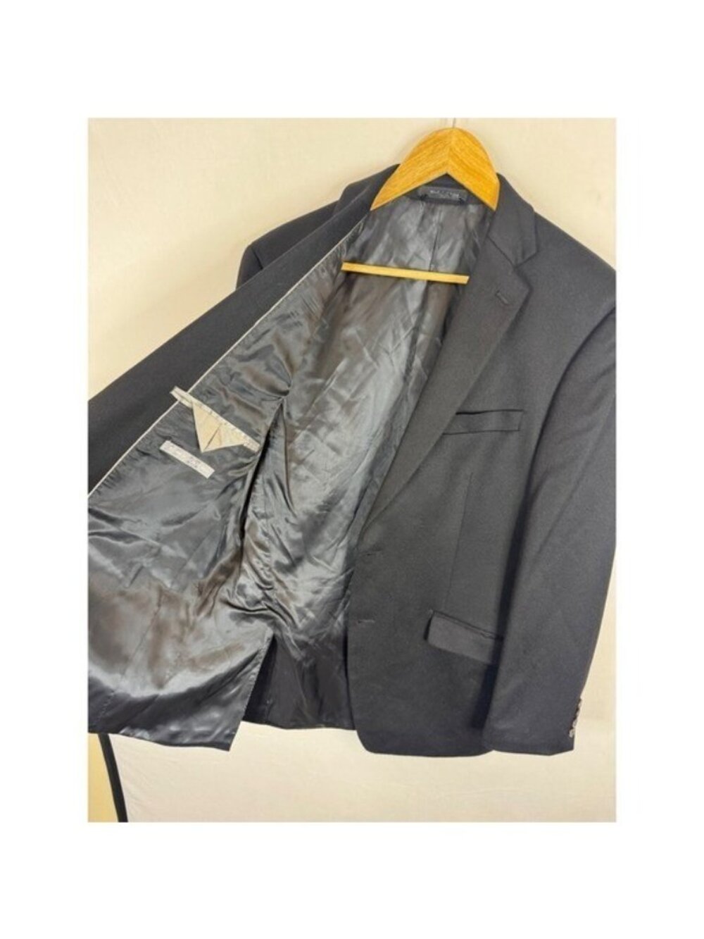 Black Cashmere Blend Men 42 Two Button Blazer Sport Coat Jacket Mens - Picture 7 of 12